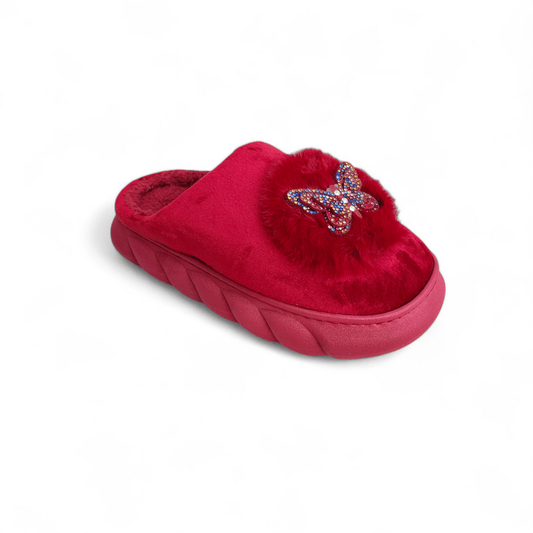 Butterfly fur mules