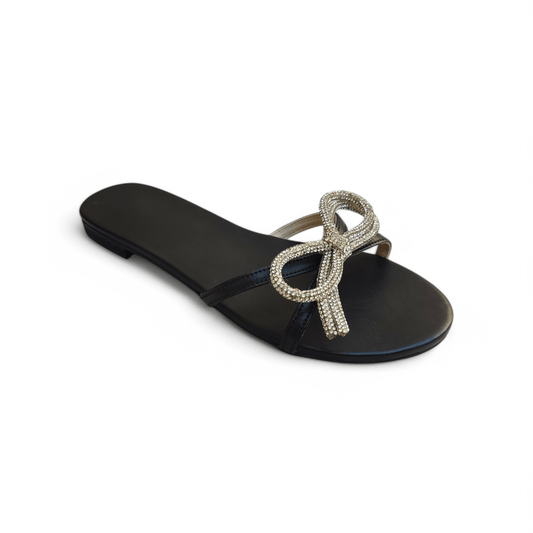 Black leather flat