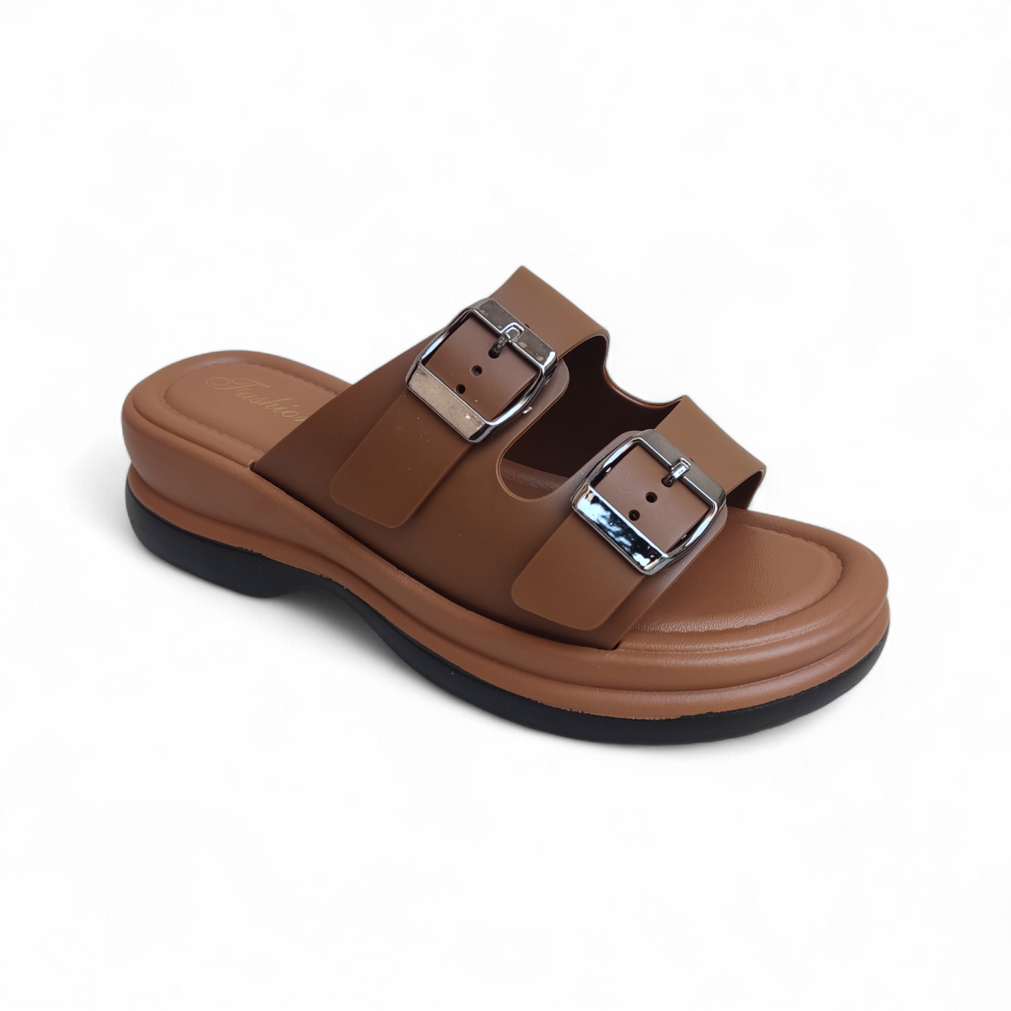 Buckle wedge softees-Brown