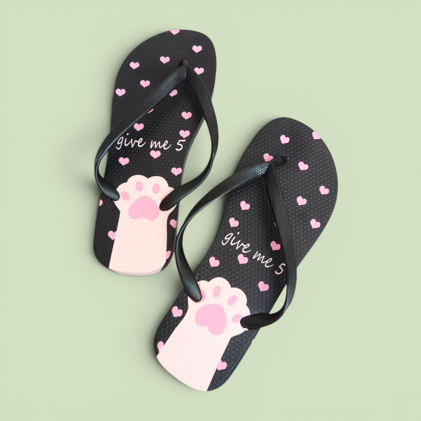 Kitty hearts Flipflops-Black