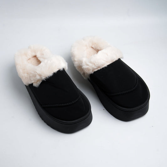 Lined Fur mules-Black