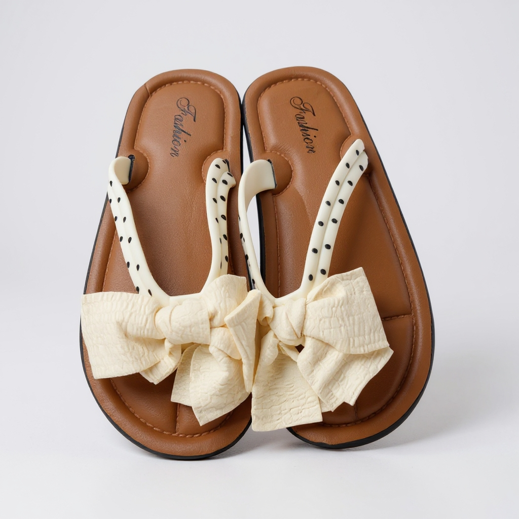 Bow flipflops-white strap