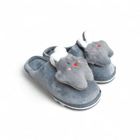 Bunny fur mules-Grey