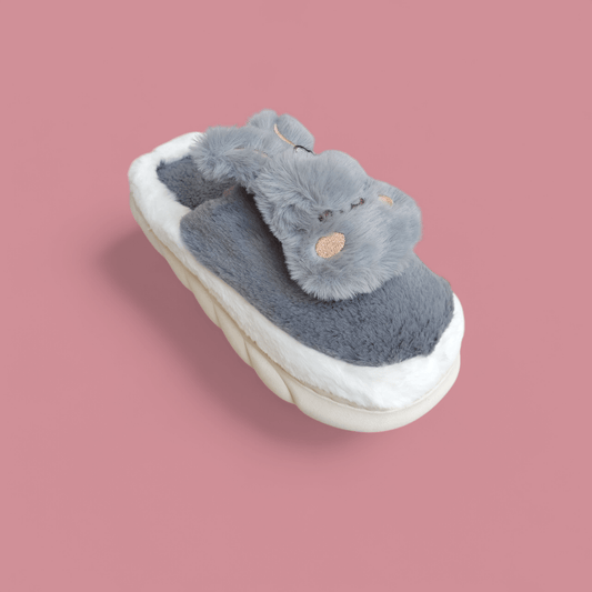 Bunny fur mules-Grey