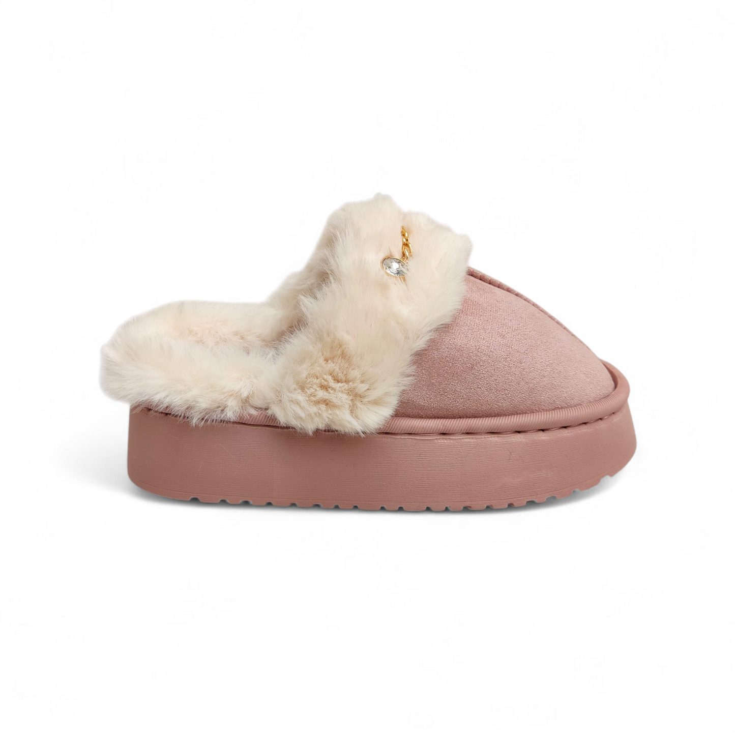 Chain fur mules-Pink