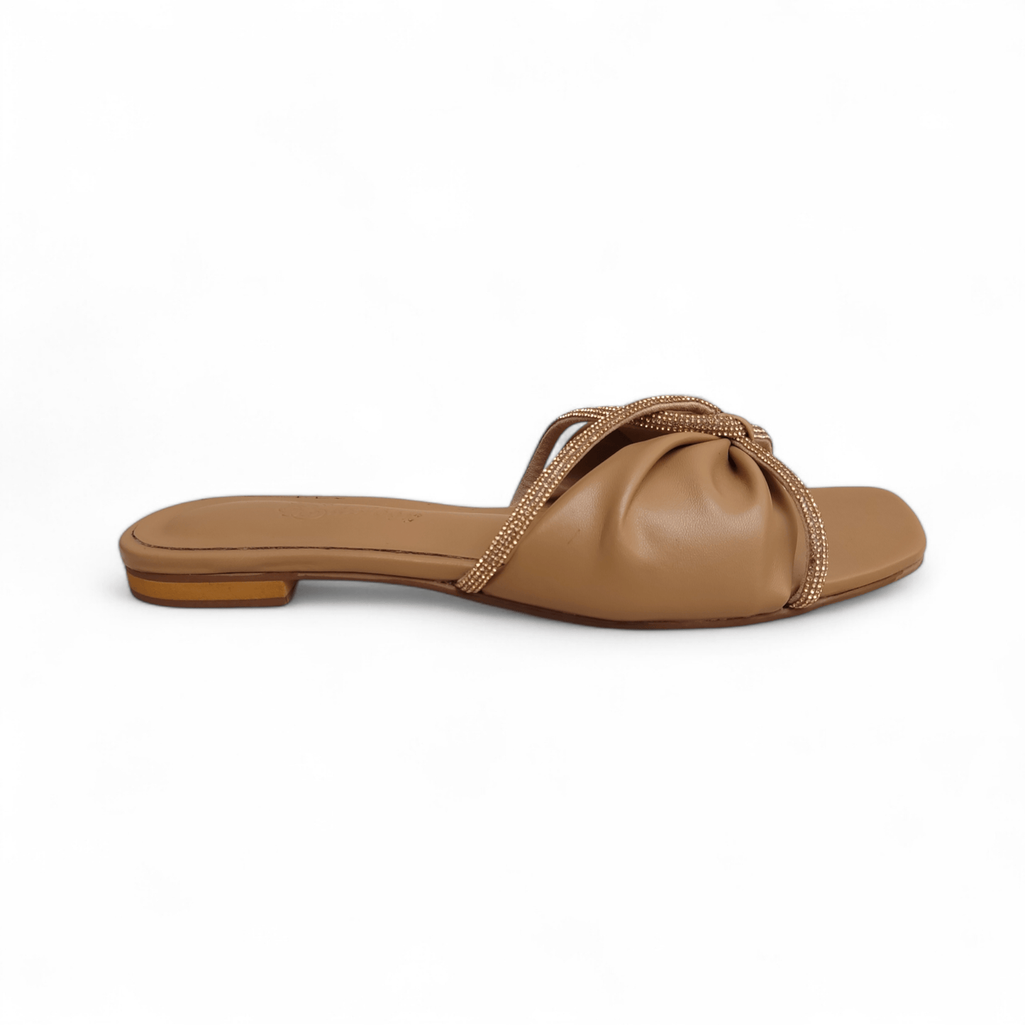 Fancy brown leather flat