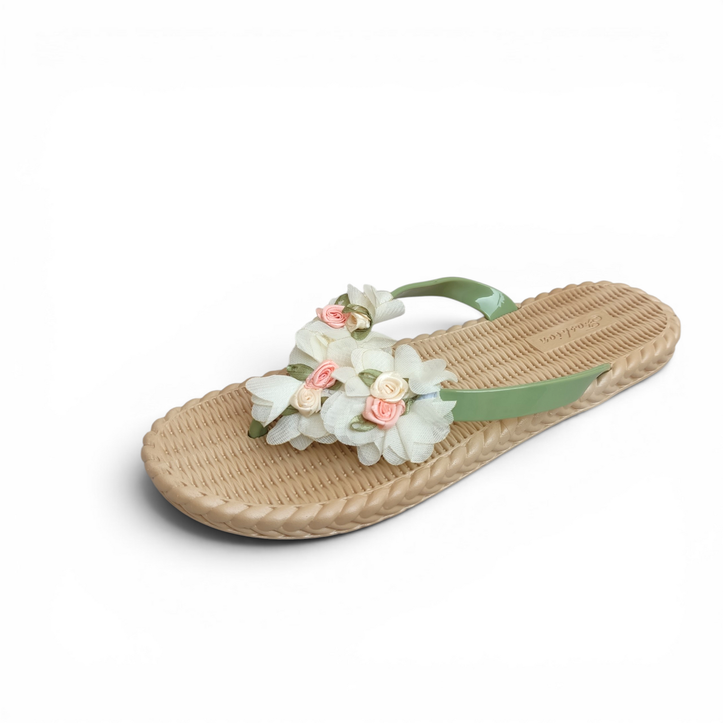 Flowers strap Flipflops-Green