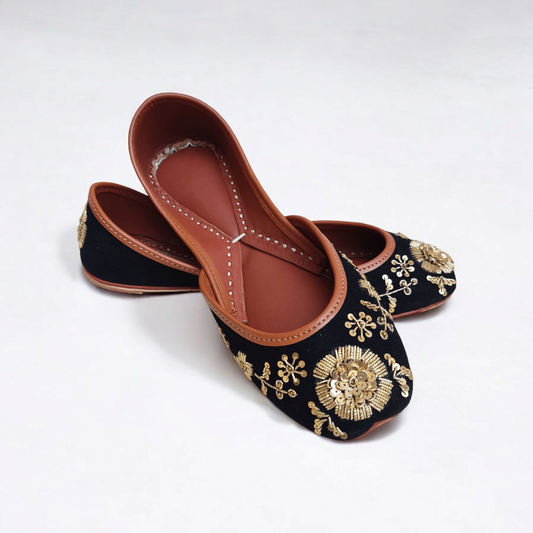 Black leather khussa