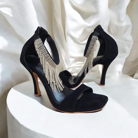 Black leather heels
