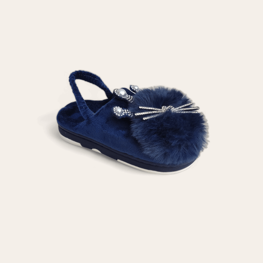 Kids pearls mules-Navy