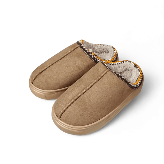 Lined fur mules-khaki