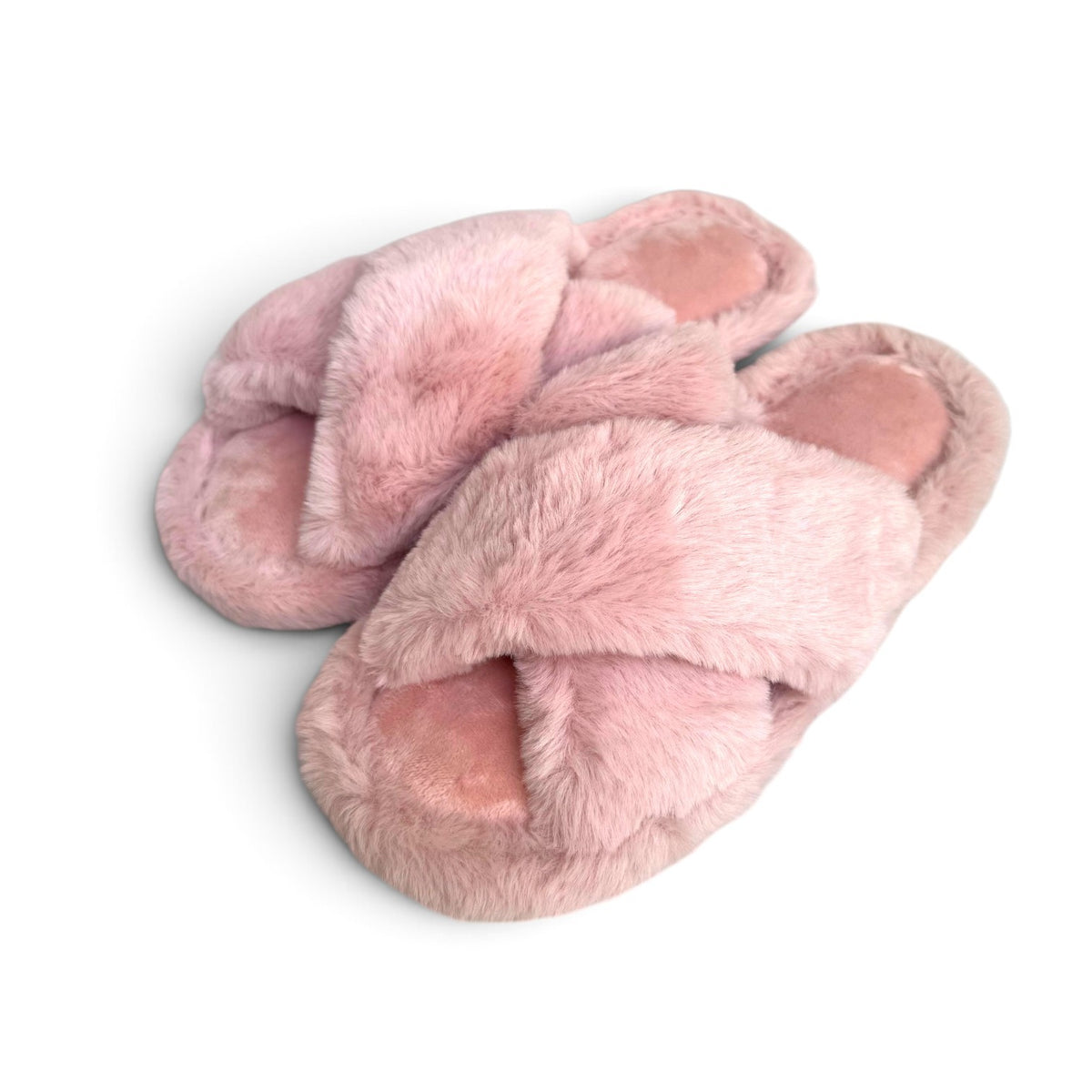 Cross fur slides-Pink