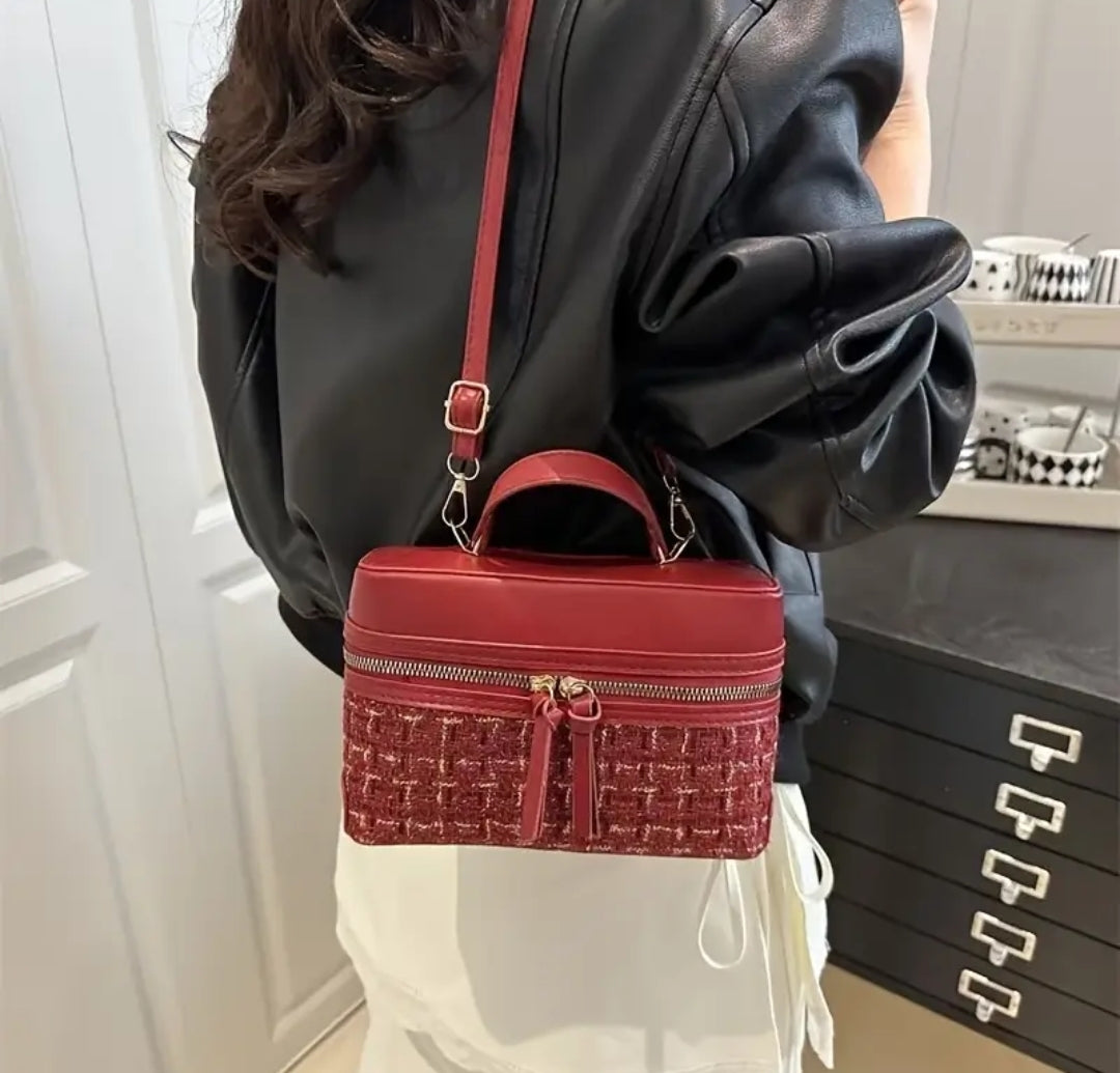 Tweed box cross body bag