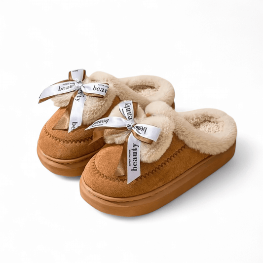 Knot fur mules-Brown