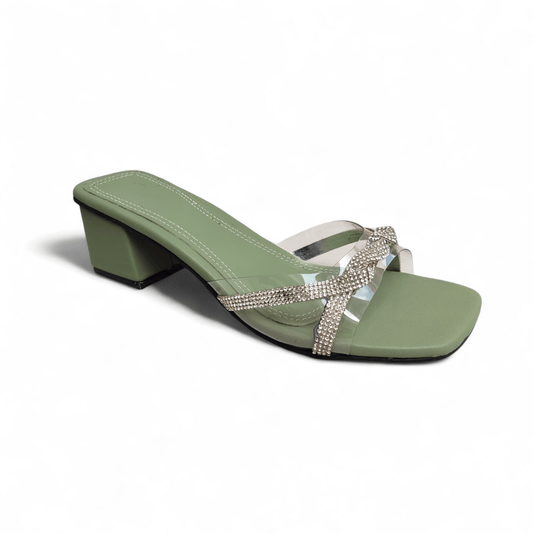 Green leather heel