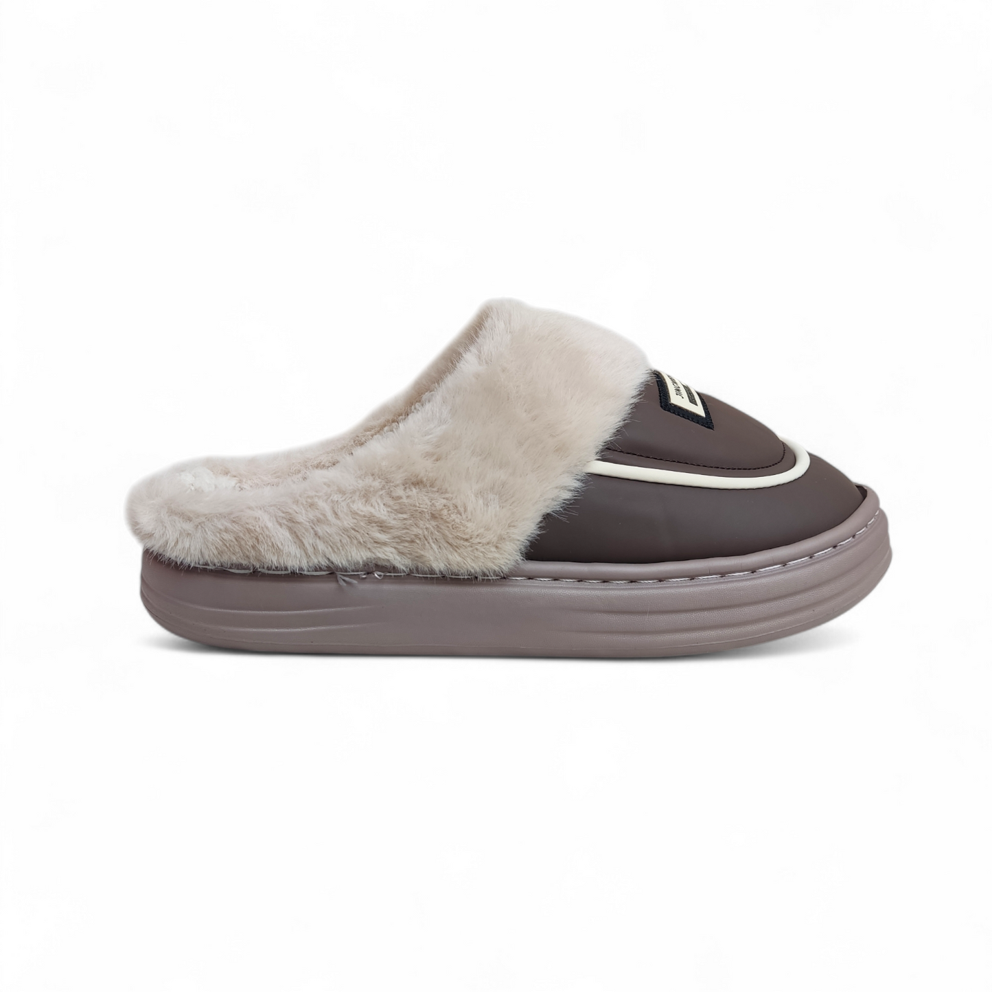 XL Size-Fur mules-Coffee