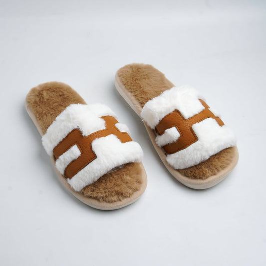 H fur slides-brown