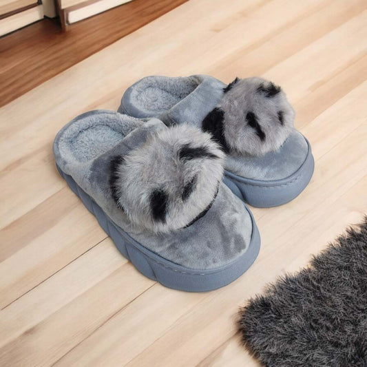 Panda fur mules-Grey