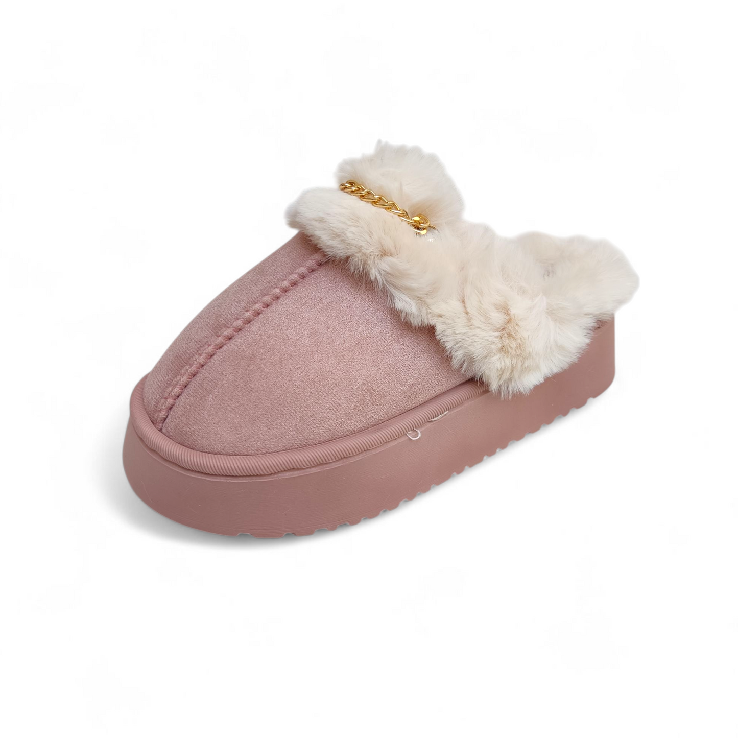 Chain fur mules-Pink