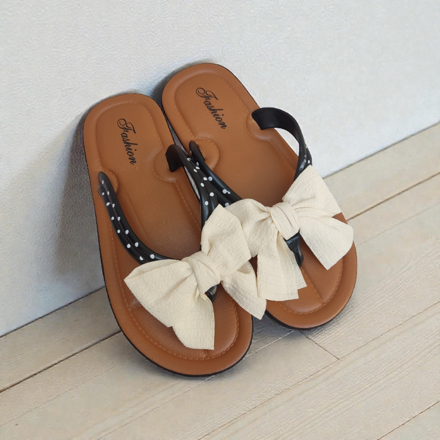 Bow flipflops-Black strap