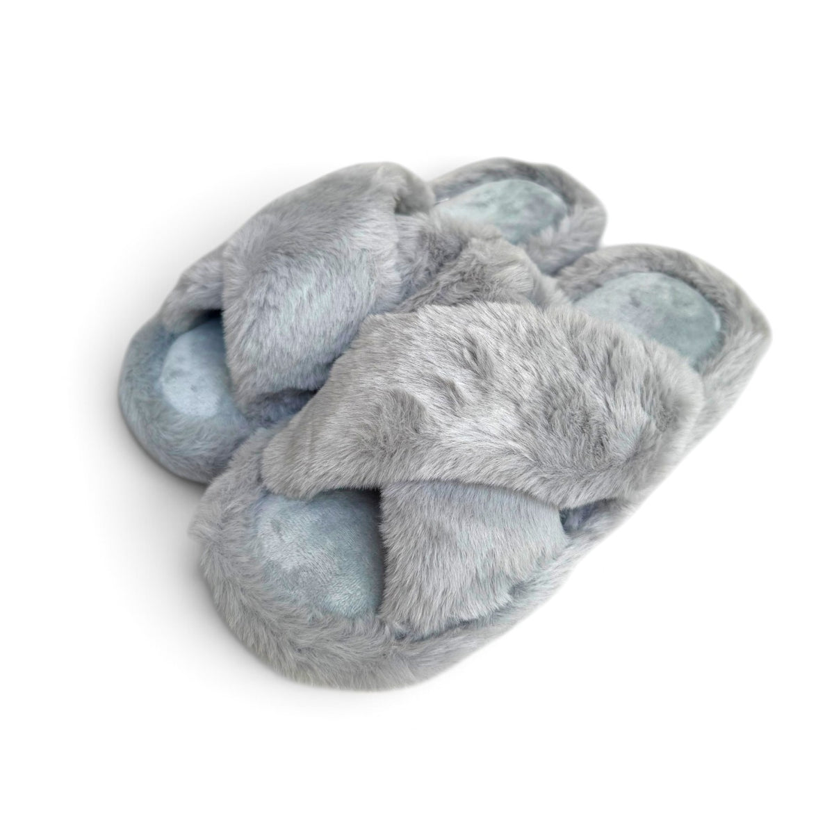 Cross fur slides-Grey
