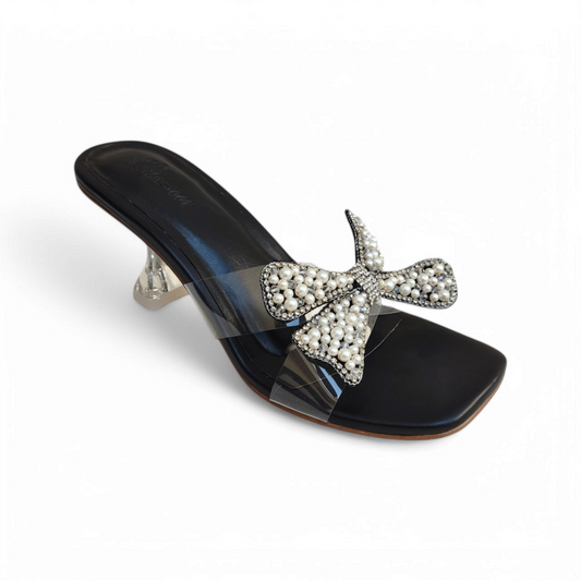 Pearls leather heel