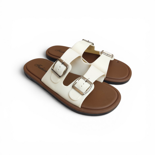 Double strap slippers-White