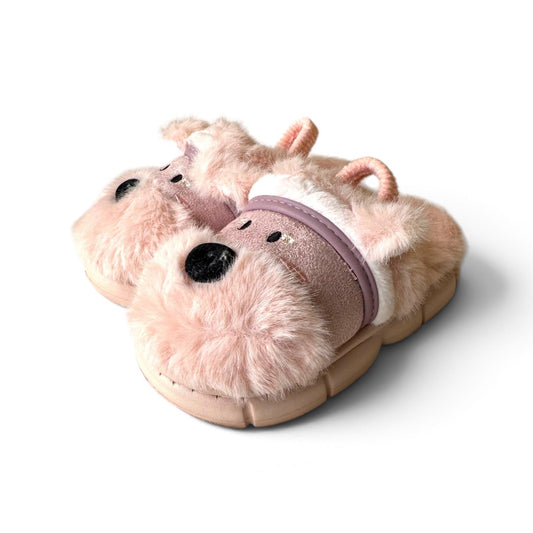 Kids puppy fur mules-Pink