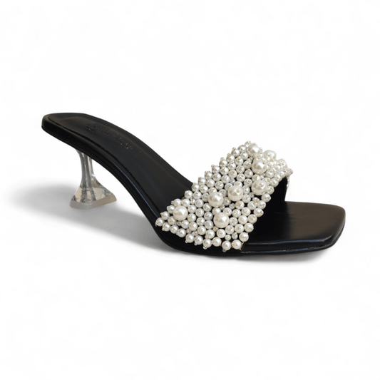 Pearls leather heel