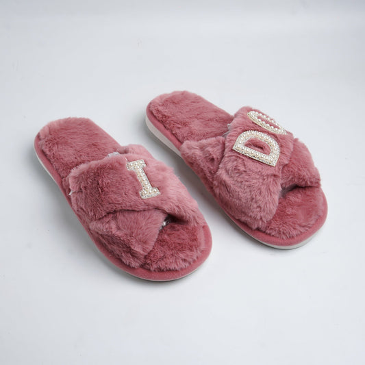 I Do fur slides-Dark pink