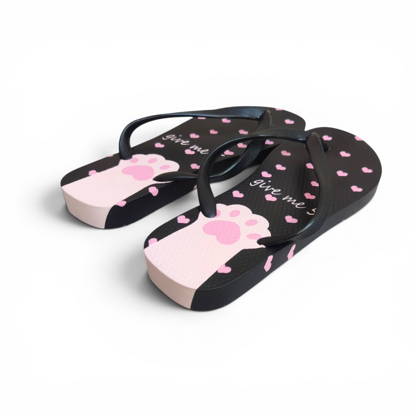Kitty hearts Flipflops-Black