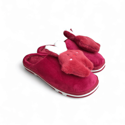 Bunny fur mules-Maroon