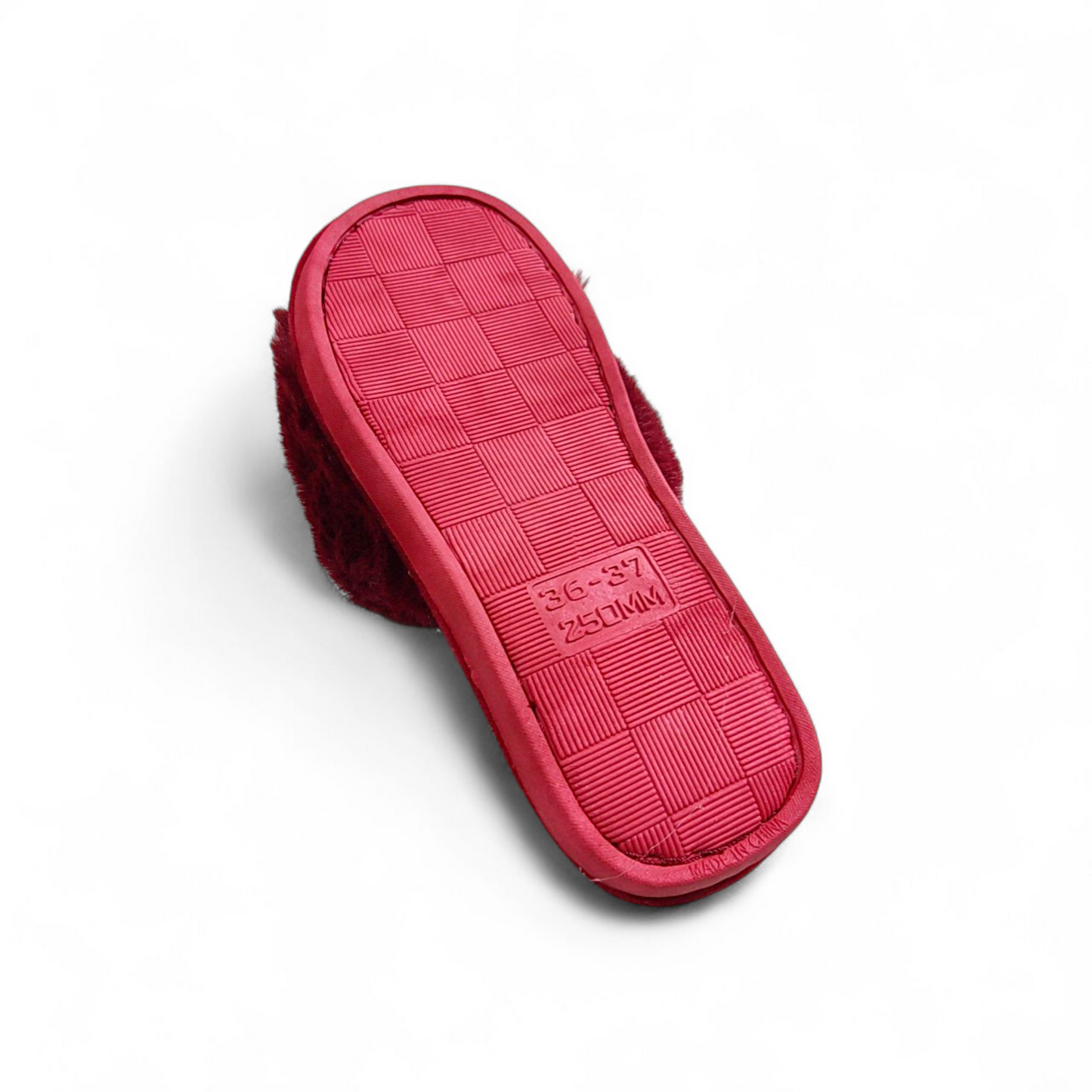 Pearls tie fur slides-Maroon