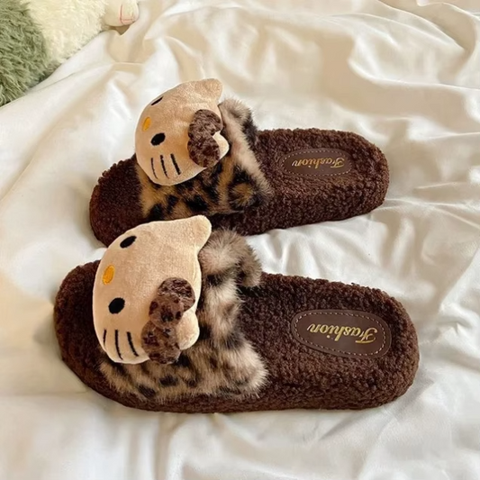 Kitty fur slippers